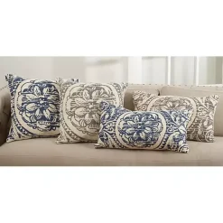 Pillows>Kirklands Home Navy Distressed Floral Lumbar Throw Pillow