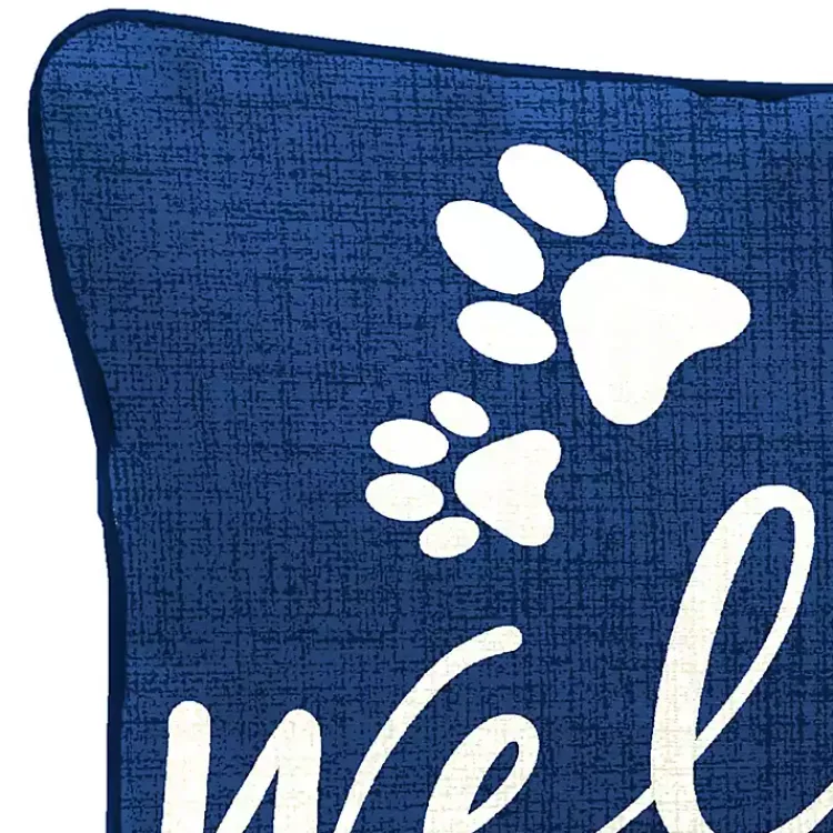 Kirklands Home Navy Dogs Welcome Outdoor Lumbar Pillow Clearance
