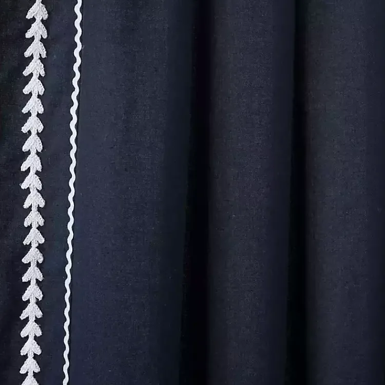 Kirklands Home Navy Embroidered Ric Rac Curtain Panel, 84 in. Blue Online