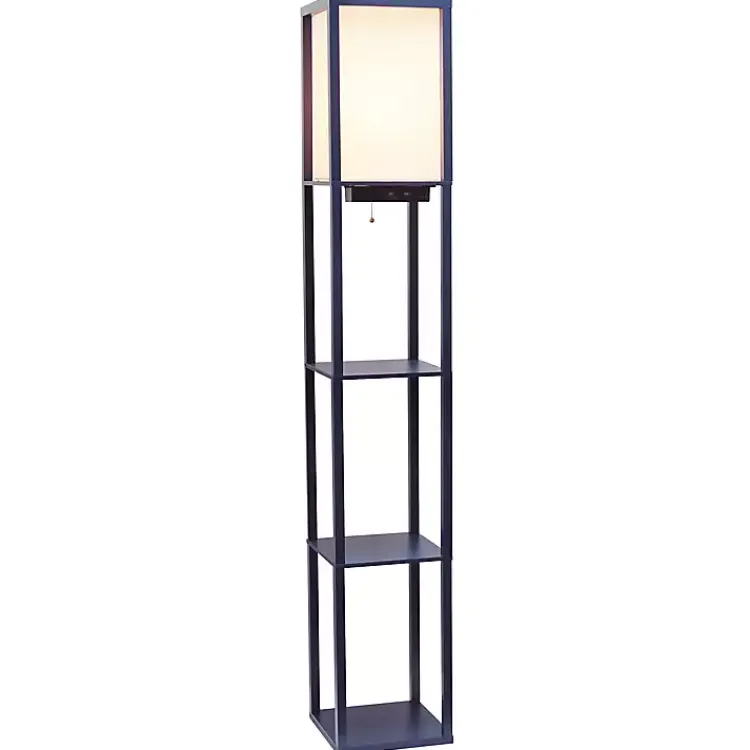 Kirklands Home Navy Etagere Shelf Charging Floor Lamp Blue Discount