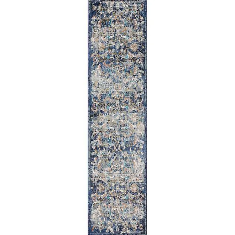 Kirklands Home Navy Faded Floral Area Rug, 2x9 Best