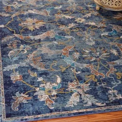Kirklands Home Navy Faded Floral Area Rug, 2x9 Best