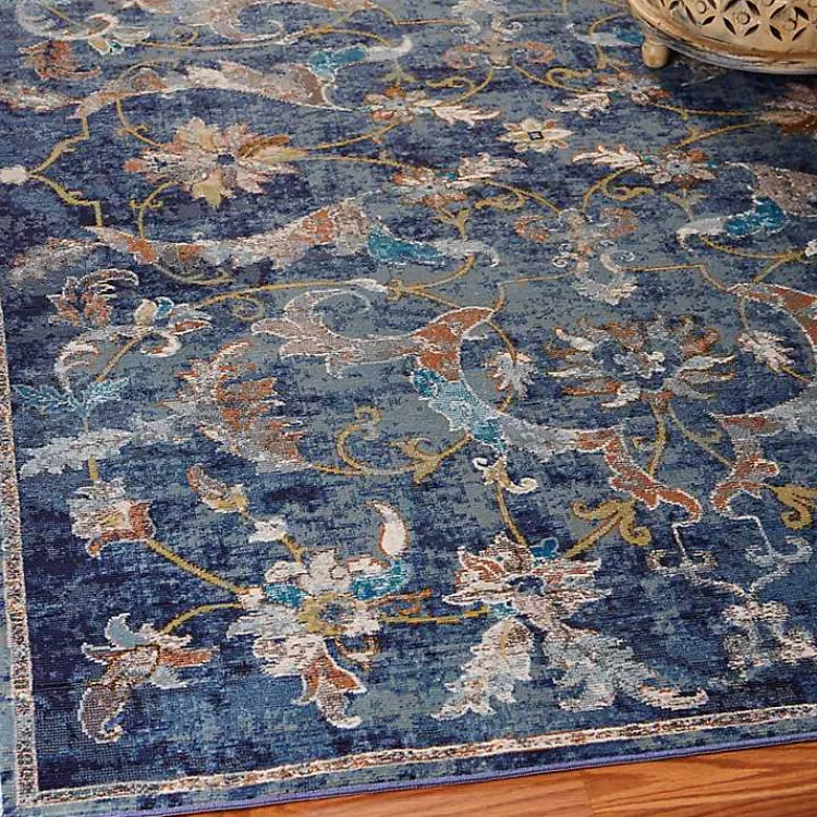 Kirklands Home Navy Faded Floral Area Rug, 2x9 Best