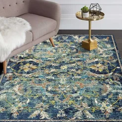 Kirklands Home Navy Faded Floral Area Rug, 4x6 Outlet