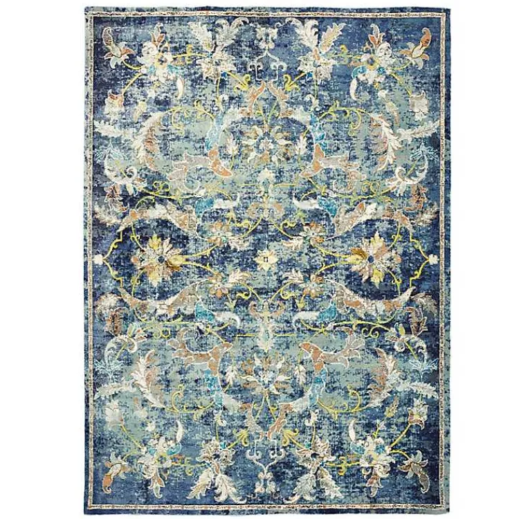 Kirklands Home Navy Faded Floral Area Rug, 5x8 Clearance