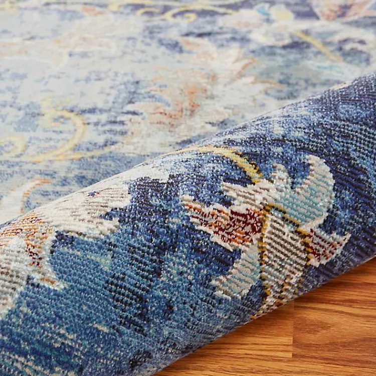 Kirklands Home Navy Faded Floral Area Rug, 5x8 Clearance