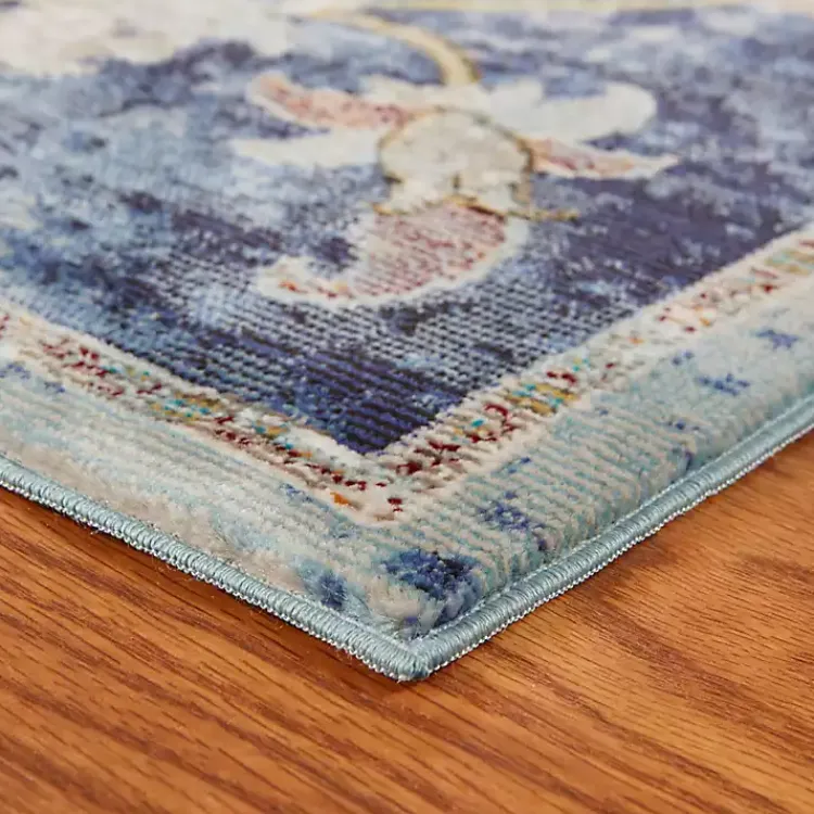Kirklands Home Navy Faded Floral Area Rug, 8x10 New