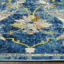 Kirklands Home Navy Faded Floral Area Rug, 8x10 New
