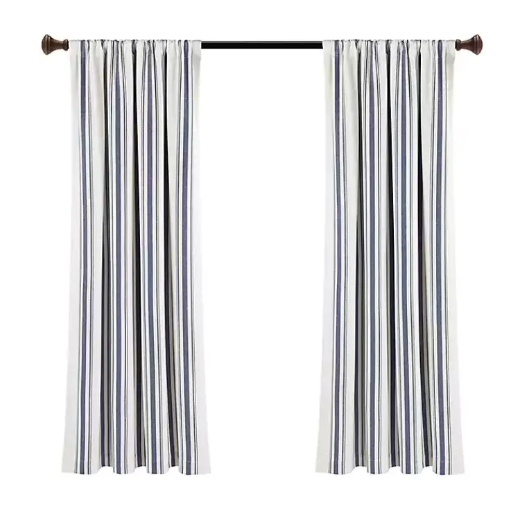 Kirklands Home Navy Farmhouse Stripe Curtain Panels, Set of 2 Clearance