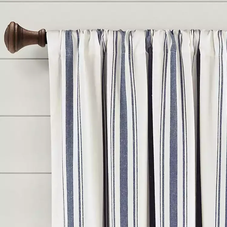 Kirklands Home Navy Farmhouse Stripe Curtain Panels, Set of 2 Clearance