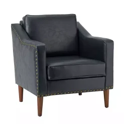 Kirklands Home Navy Faux Leather Bonita Accent Chair Blue Sale