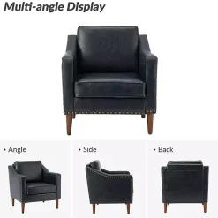 Kirklands Home Navy Faux Leather Bonita Accent Chair Blue Sale