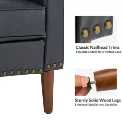 Kirklands Home Navy Faux Leather Bonita Accent Chair Blue Sale