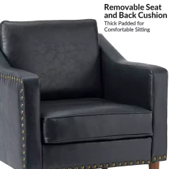 Kirklands Home Navy Faux Leather Bonita Accent Chair Blue Sale