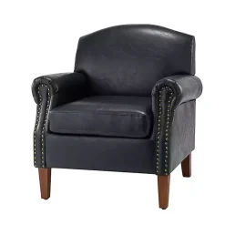 Kirklands Home Navy Faux Leather Nailhead Taylor Armchair Blue Online