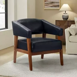 Kirklands Home Navy Faux Leather Nicki Accent Chair Blue Clearance