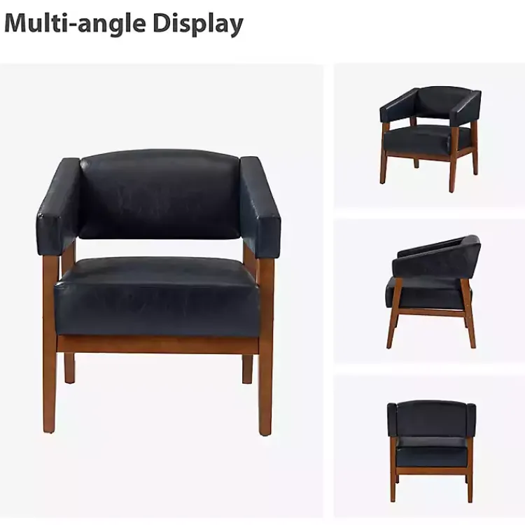 Kirklands Home Navy Faux Leather Nicki Accent Chair Blue Clearance