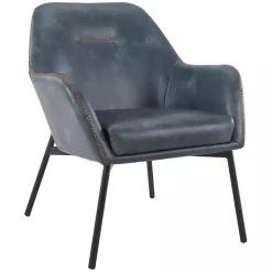 Kirklands Home Navy Faux Leather Scoop Accent Chair Blue Discount