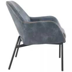 Kirklands Home Navy Faux Leather Scoop Accent Chair Blue Discount