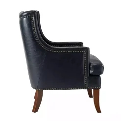 Kirklands Home Navy Faux Leather Wingback Accent Chair Blue Sale