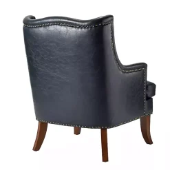 Kirklands Home Navy Faux Leather Wingback Accent Chair Blue Sale