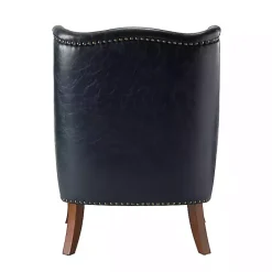 Kirklands Home Navy Faux Leather Wingback Accent Chair Blue Sale