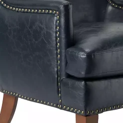 Kirklands Home Navy Faux Leather Wingback Accent Chair Blue Sale