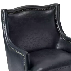 Kirklands Home Navy Faux Leather Wingback Accent Chair Blue Sale