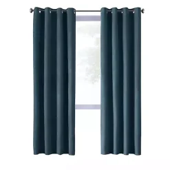 Kirklands Home Navy Faux Suede Blackout Curtain Panel, 108 in. Blue Clearance