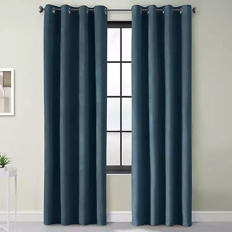 Kirklands Home Navy Faux Suede Blackout Curtain Panel, 84 in. Blue