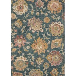 Kirklands Home Navy Flora Motif Wool Area Rug, 5x8 Outlet