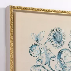 Kirklands Home Navy Floral Framed Canvas Art Prints, Set of 3