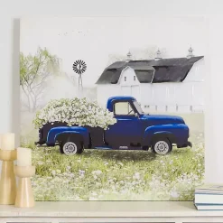 Kirklands Home Navy Floral Pickup Truck Canvas Art Print Sale