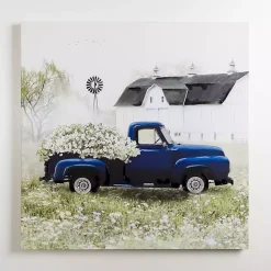 Kirklands Home Navy Floral Pickup Truck Canvas Art Print Sale