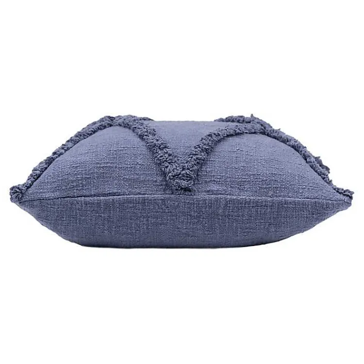 Pillows>Kirklands Home Navy Fringe Diamond Pillow, 18 in. Blue