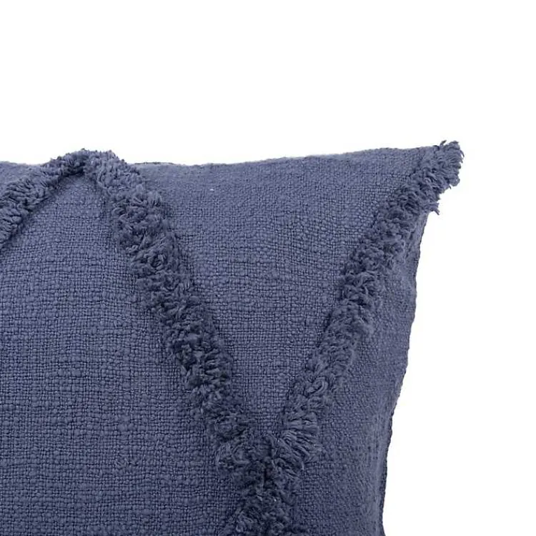 Pillows>Kirklands Home Navy Fringe Diamond Pillow, 18 in. Blue