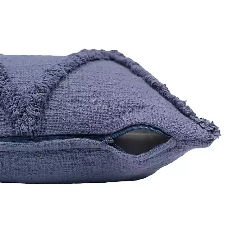 Pillows>Kirklands Home Navy Fringe Diamond Pillow, 18 in. Blue