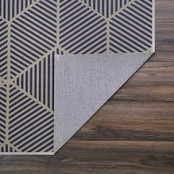 Kirklands Home Navy Geometric Washable Area Rug, 5x7 Blue Clearance