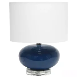 Kirklands Home Navy Glass Short Oval Table Lamp Blue