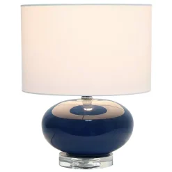Kirklands Home Navy Glass Short Oval Table Lamp Blue