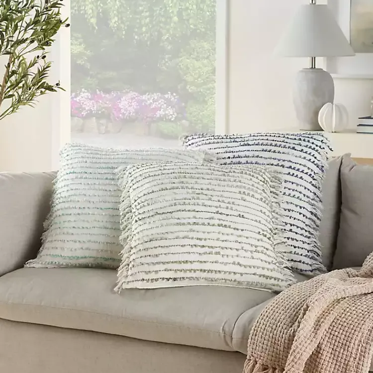 Pillows>Kirklands Home Navy Handstitched Stripes Throw Pillow Blue