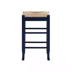 Kirklands Home Navy Handwoven Square Wooden Counter Stool Blue Outlet