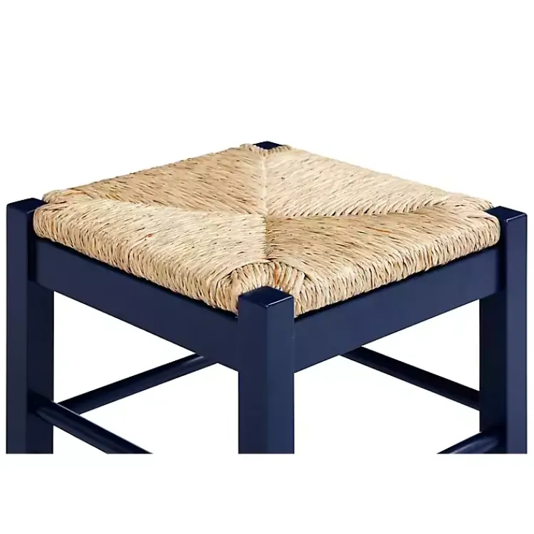 Kirklands Home Navy Handwoven Square Wooden Counter Stool Blue Outlet