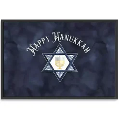 Hanukkah Decorations>Kirklands Home Navy Happy Hanukkah Star Framed Wall Art