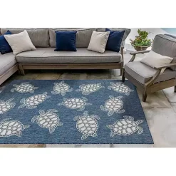 Kirklands Home Navy Harrison Turtle Indoor/Outdoor Area Rug, 4x7 Blue Clearance