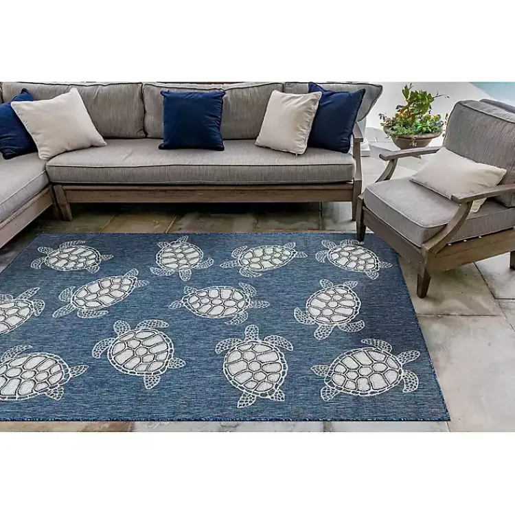 Kirklands Home Navy Harrison Turtle Indoor/Outdoor Area Rug, 4x7 Blue Clearance