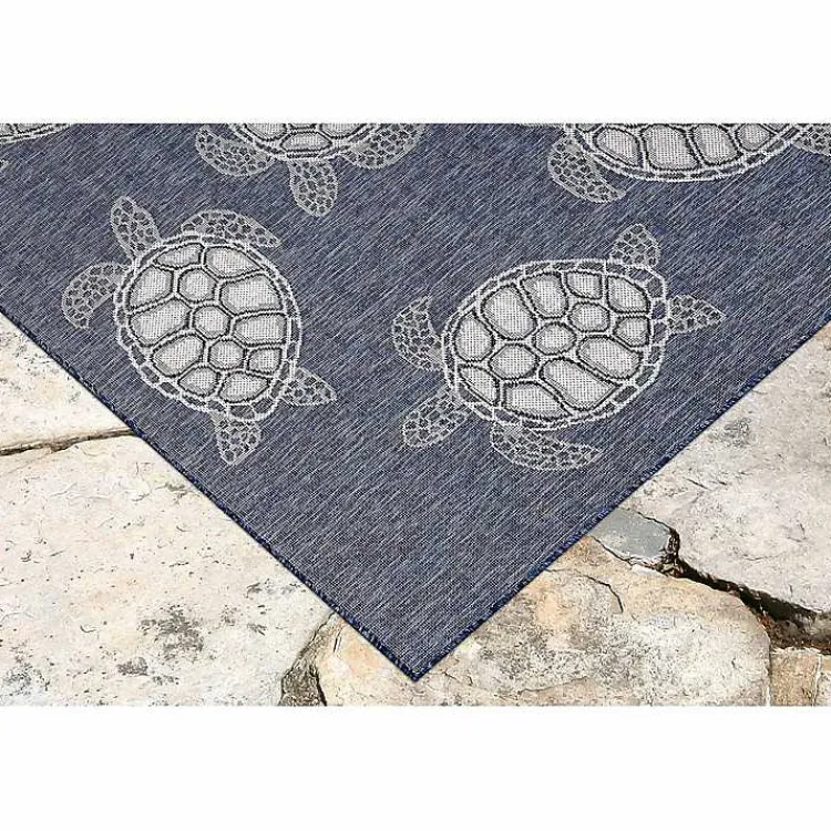 Kirklands Home Navy Harrison Turtle Indoor/Outdoor Area Rug, 4x7 Blue Clearance