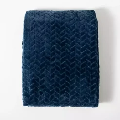 Blankets & Throws>Kirklands Home Navy Heavenly Herringbone Plush Throw Blue