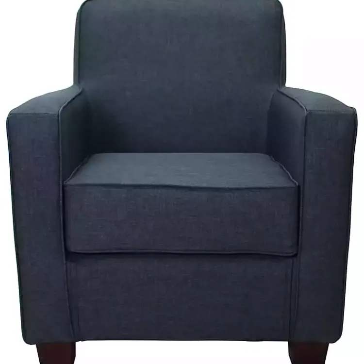 Kirklands Home Navy Johnston Upholstered Accent Chair Blue New
