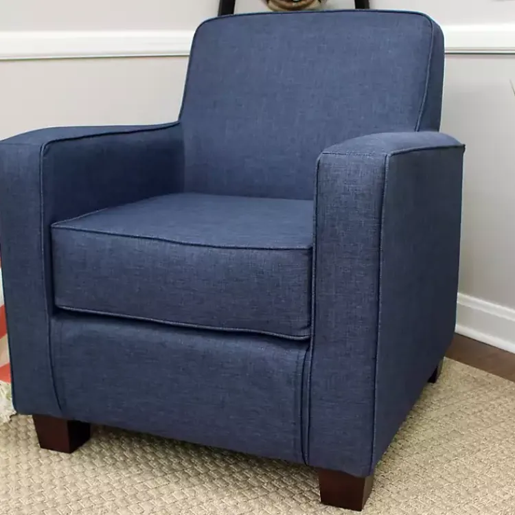 Kirklands Home Navy Johnston Upholstered Accent Chair Blue New